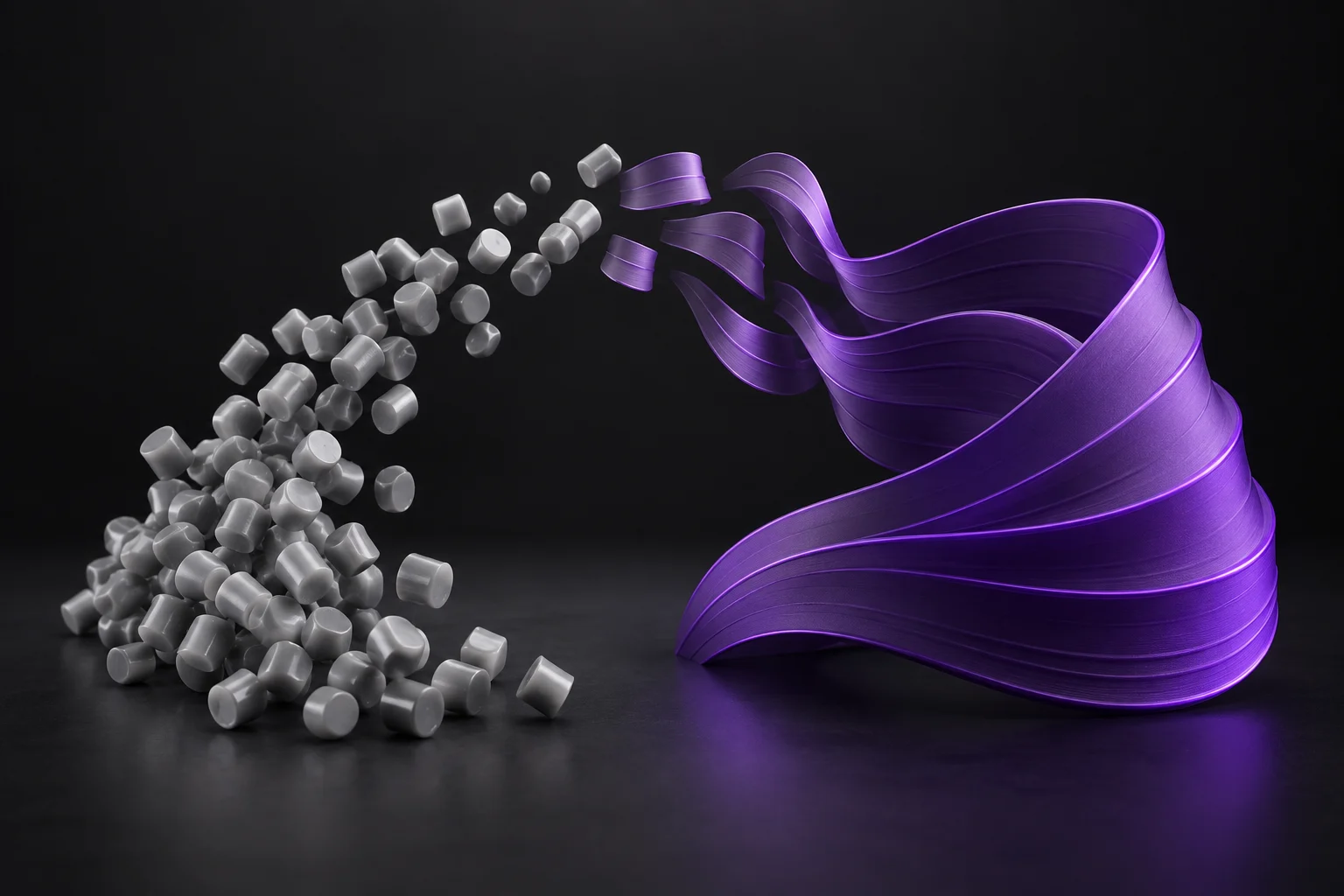 Concept illustration of pellets and an abstract layered form